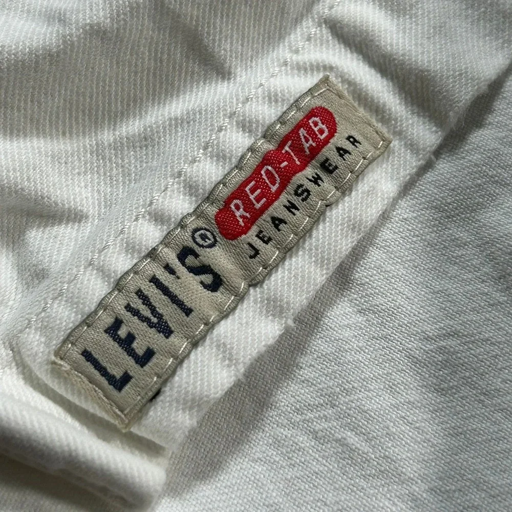 Levi's Button Up Shirt XL White Red Tab Denim Jean Long Sleeve Workwear